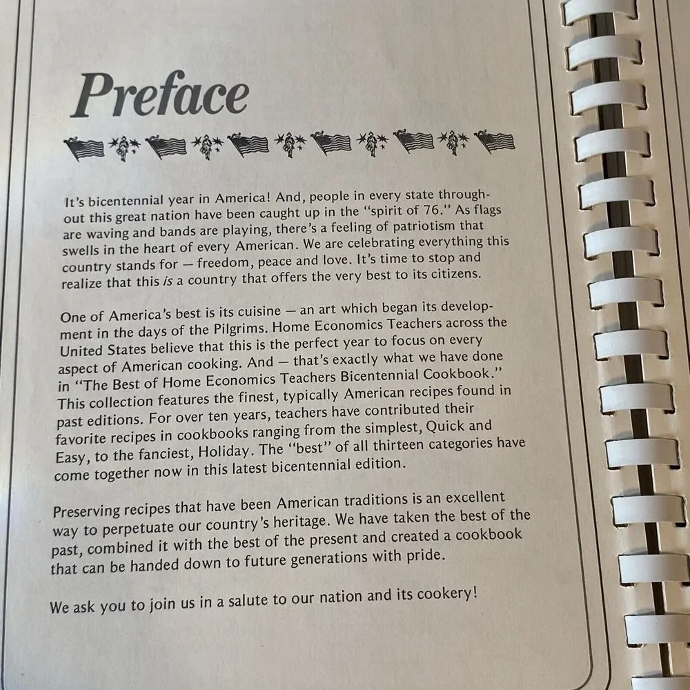 1976 Vintage Cookbook BEST of Home Economics Teachers Bicentennial Cookbook 1976